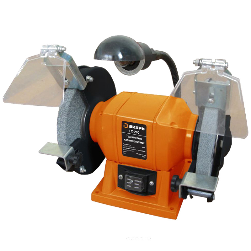 Изображение товара Точильный станок ВИХРЬ ТС-200 с двумя кругами 150 мм и подсветкой
