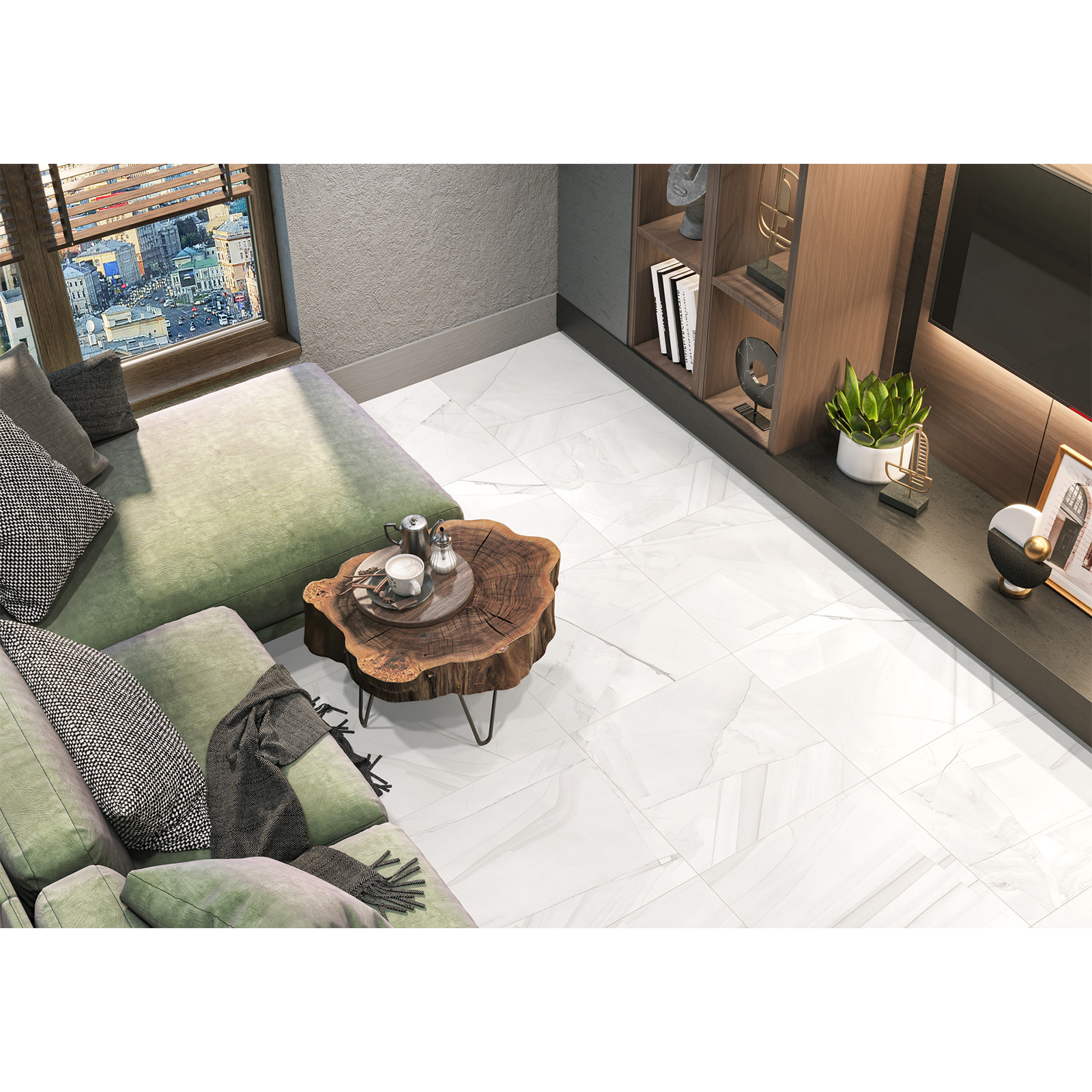 Изображение товара Керамогранит 60x60 см Impression серый матовый с эффектом мрамора