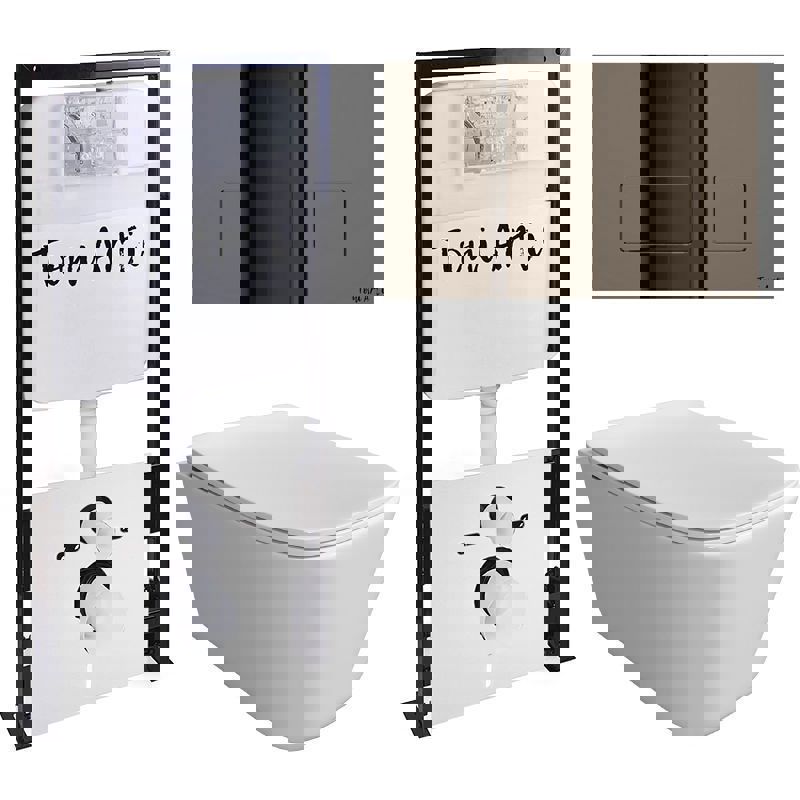 Изображение товара Комплект инсталляция с подвесным унитазом TONI ARTI Noche TA-01 и кнопкой TA-0048