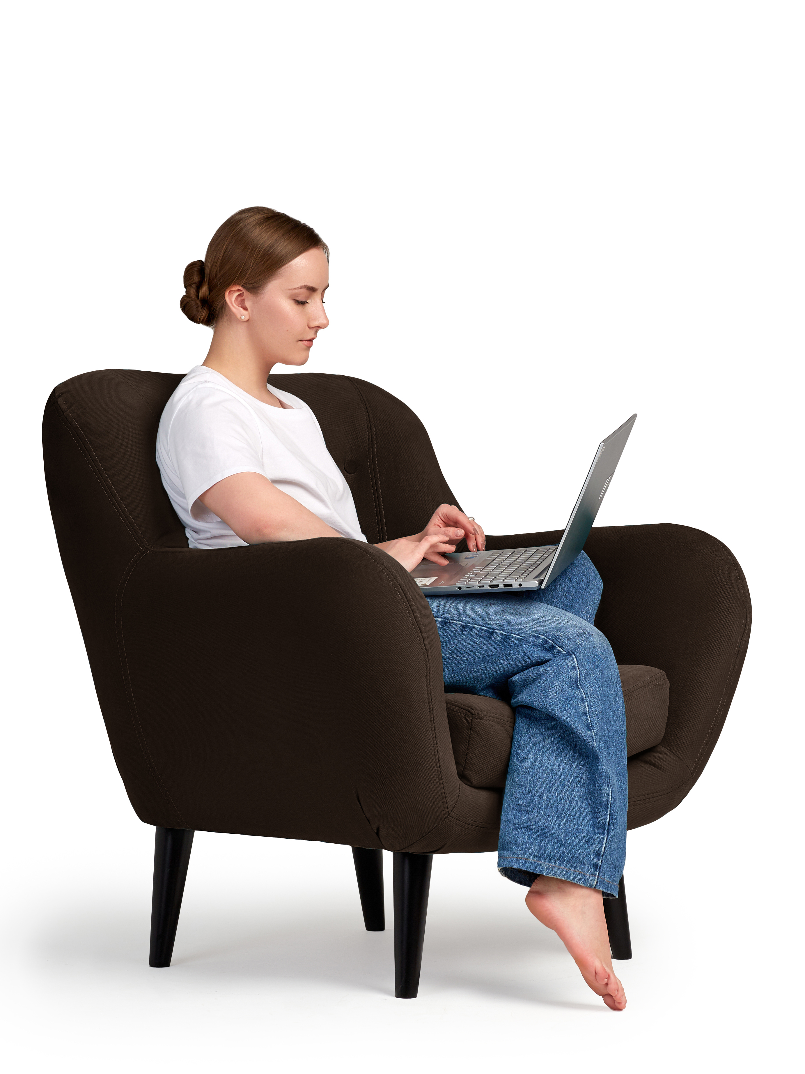 Изображение товара Стильное кресло Элефант из велюра коричневый комфорт и дизайн