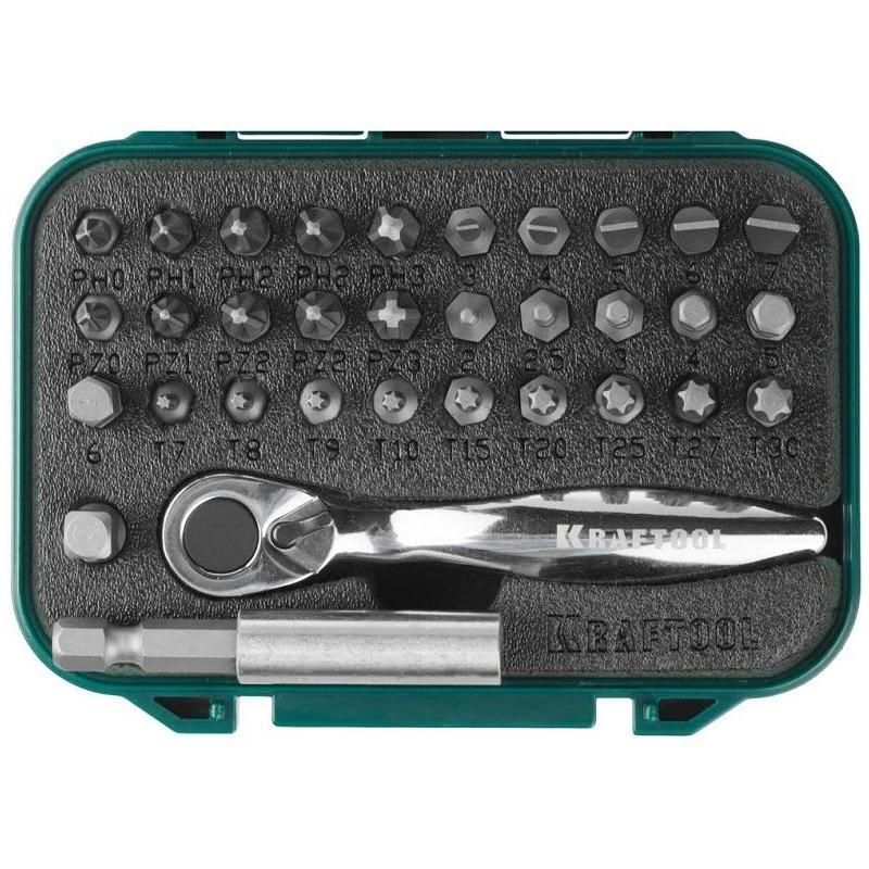 Изображение товара Набор бит Kraftool Expert 26157-H33 33 шт для монтажных и демонтажных работ