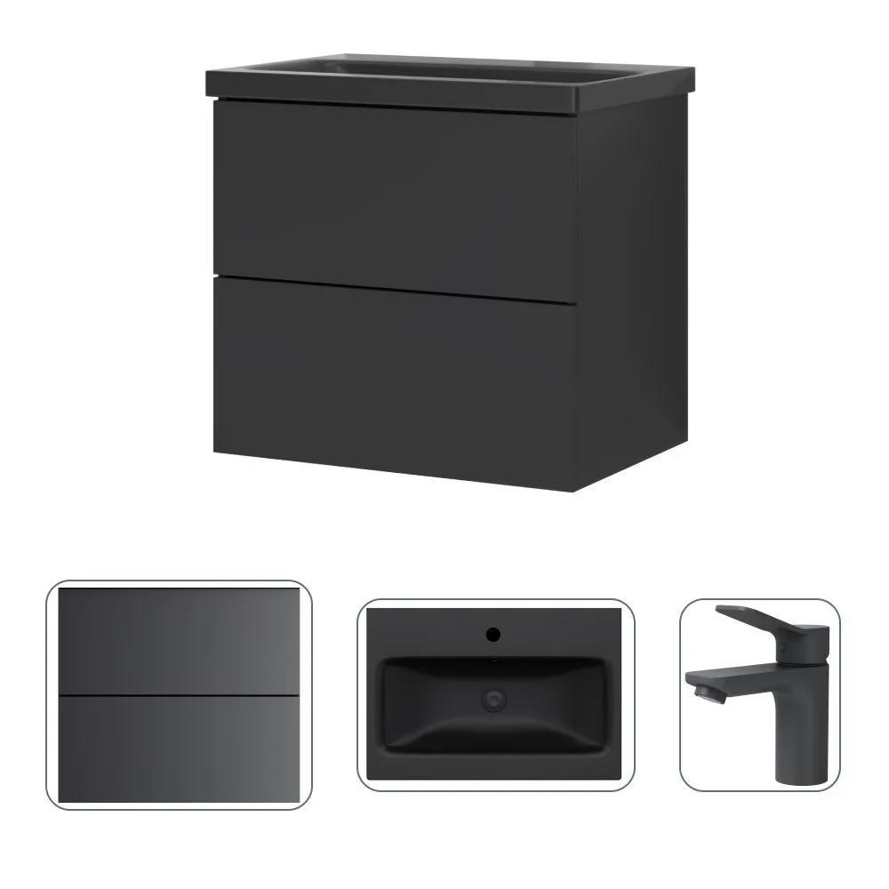 Изображение товара Тумба с раковиной Am.pm со смесителем X-Joy черный подвесная 60 см черный матовый