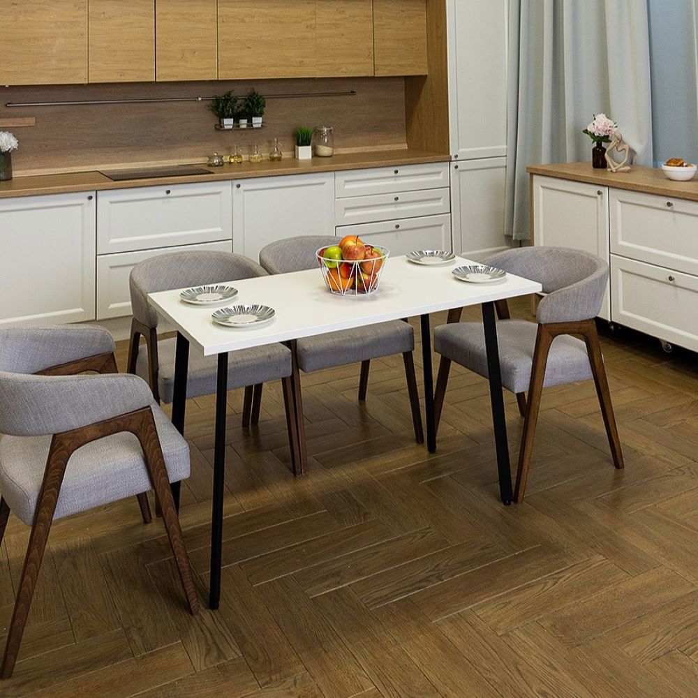 Изображение товара Кухонный Стол Diko Loft Delight Dining 140х70х75 см Белый Металл ЛДСП