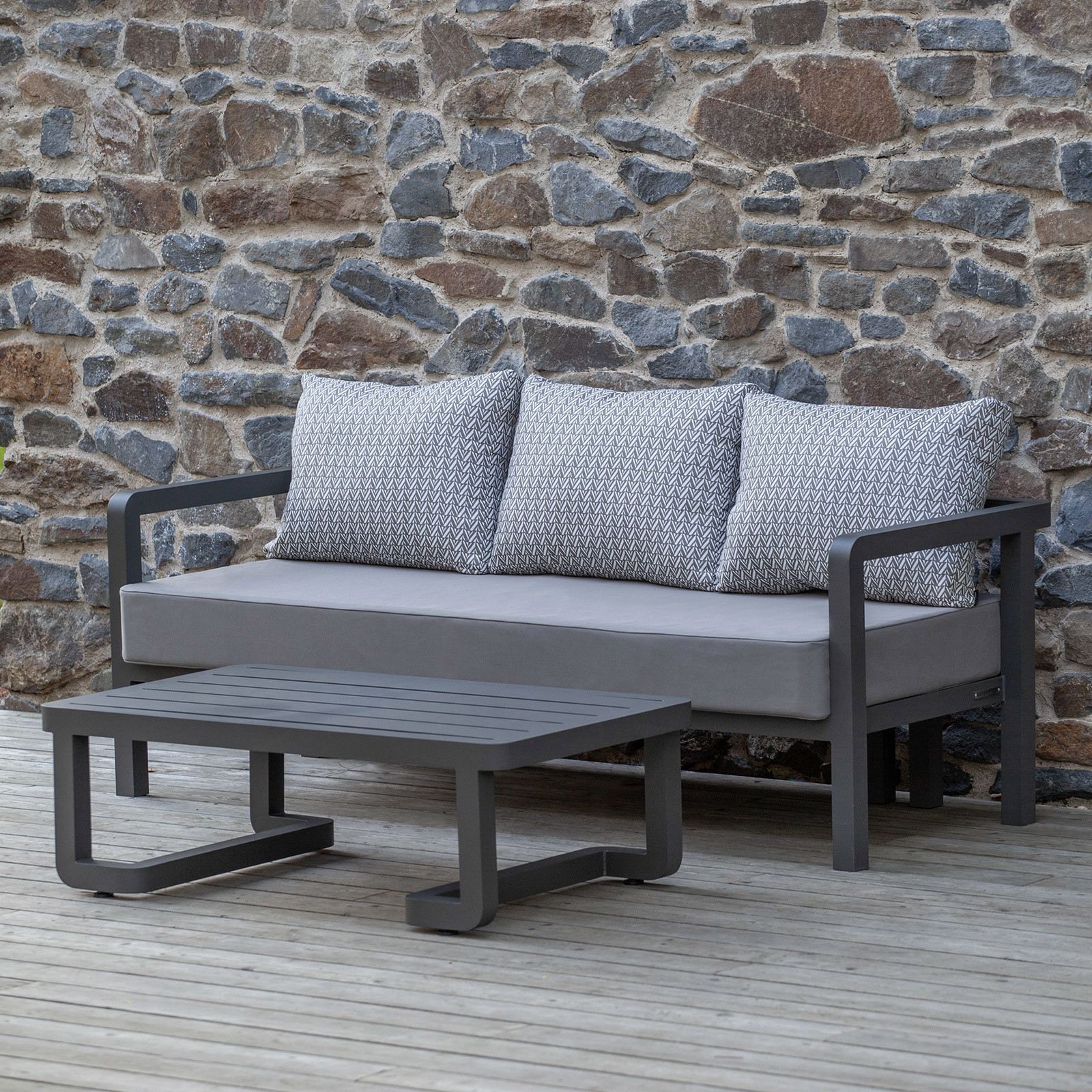 Изображение товара Набор садовой мебели Greenween Amalfi из алюминия серый 2 предмета для отдыха