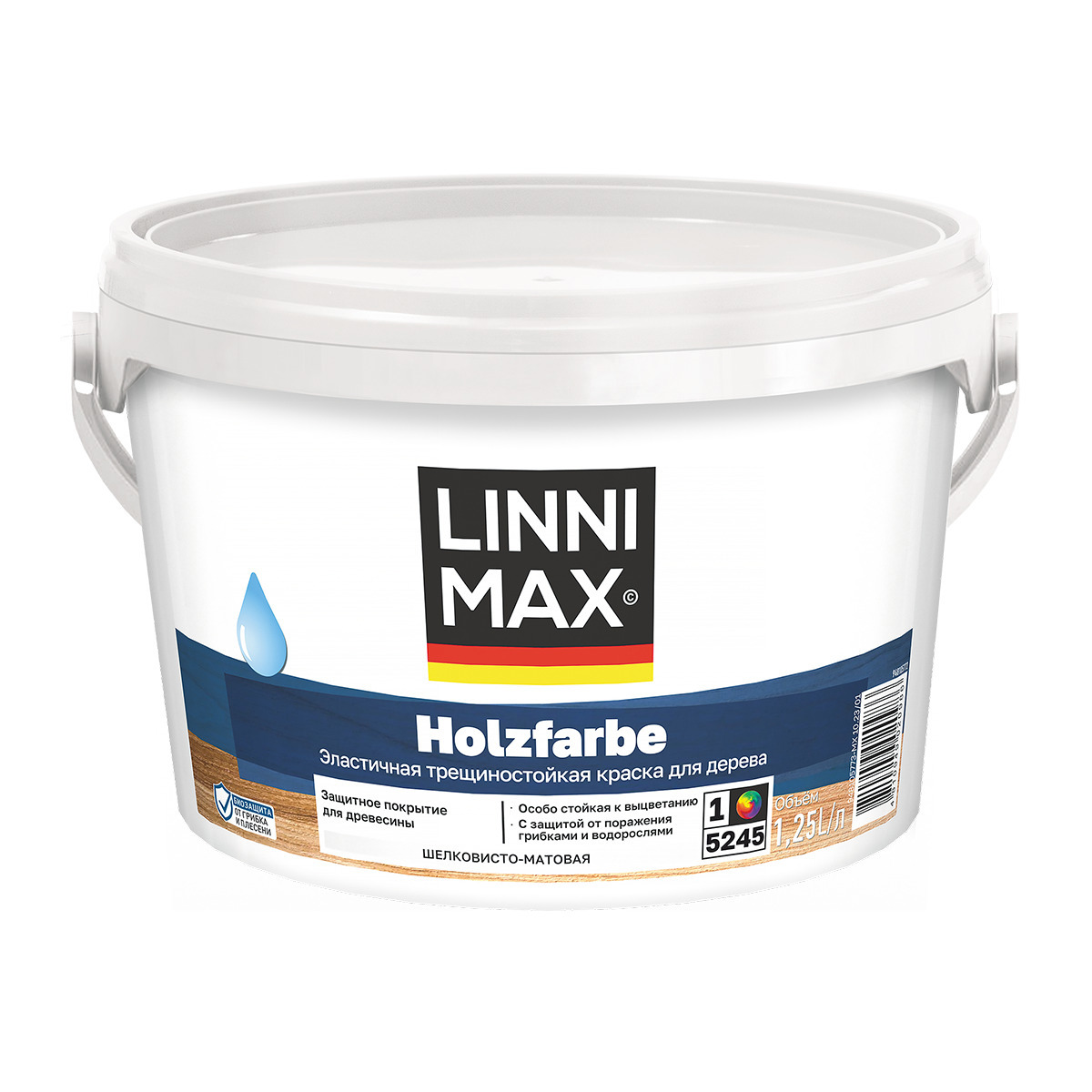 Изображение товара Фасадная краска Linnimax holzfarbe матовая база А белая 1.25 л для дерева