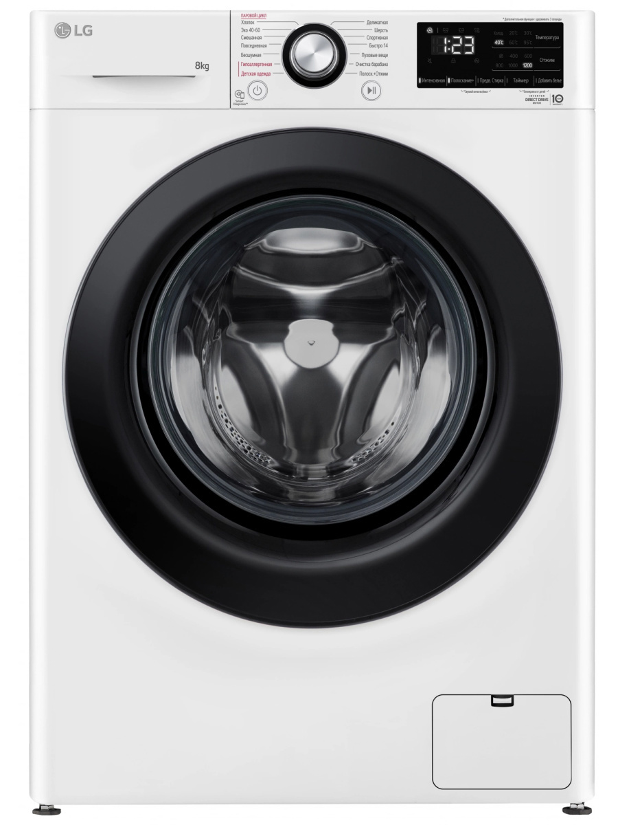 Изображение товара Стиральная машина LG F2V3PS6W 8 кг с паром, фронтальная, белая