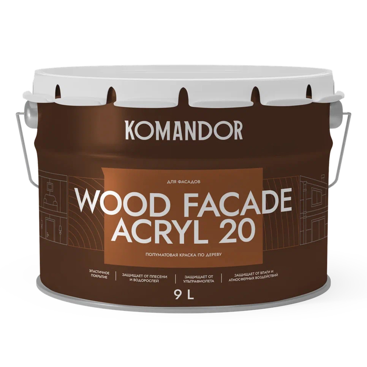 Изображение товара Краска фасадная по дереву Wood Facade Acryl 271053 20 цвет белый база A 9 л