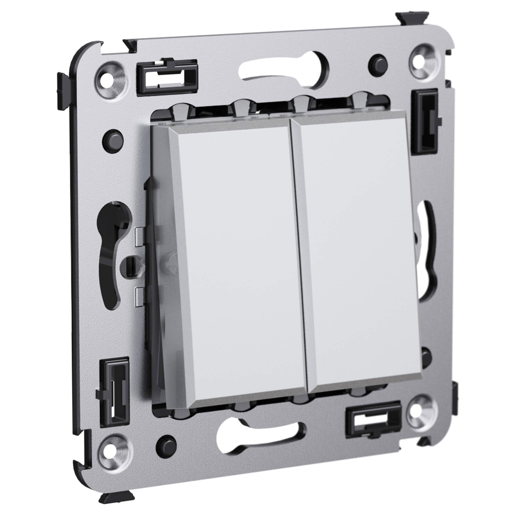 Изображение товара Выключатель встраиваемый Dkc Avanti 4404104 2 клавиши цвет закаленная сталь