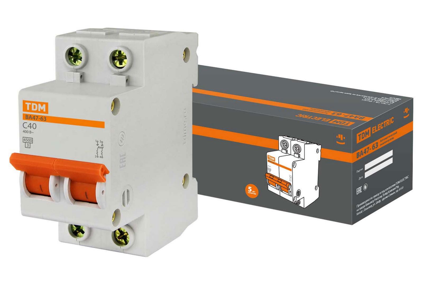 Изображение товара Автоматический выключатель TDM ELECTRIC SQ0218 0014 40 А 2 полюса 4 5 кА