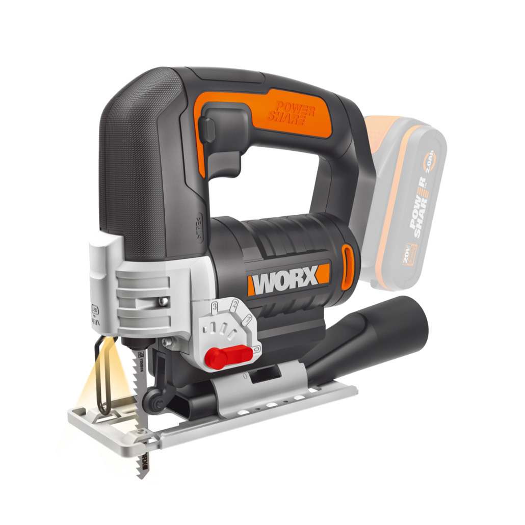 Изображение товара Аккумуляторный лобзик WORX WX543 20 В Li-Ion с регулировкой скорости и пылеудалением