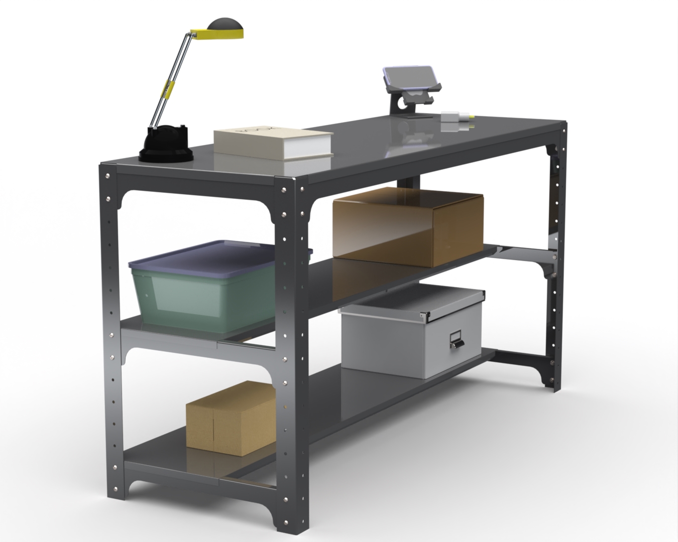 Изображение товара Металлический верстак Metalex 201359 с двойными полками и нагрузкой 260 кг