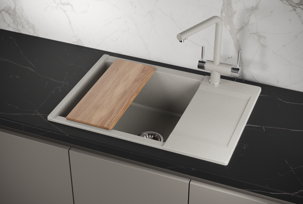 Изображение товара Накладная мойка Granula ES-7003 50x70x20 см кварц цвет бежево-серый