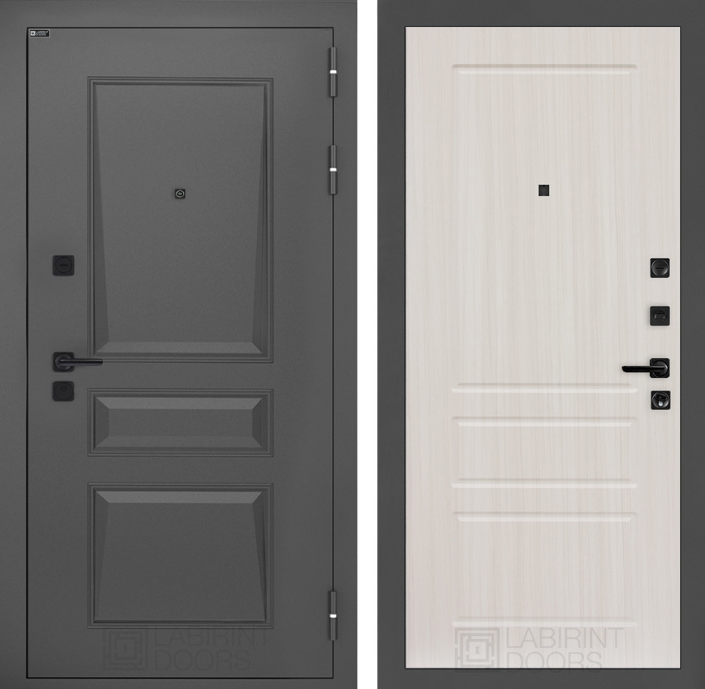 Изображение товара Входная дверь Лабиринт Орлеан П03 правый 205x88см цвет муар серый 7024 матовый/сандал белый