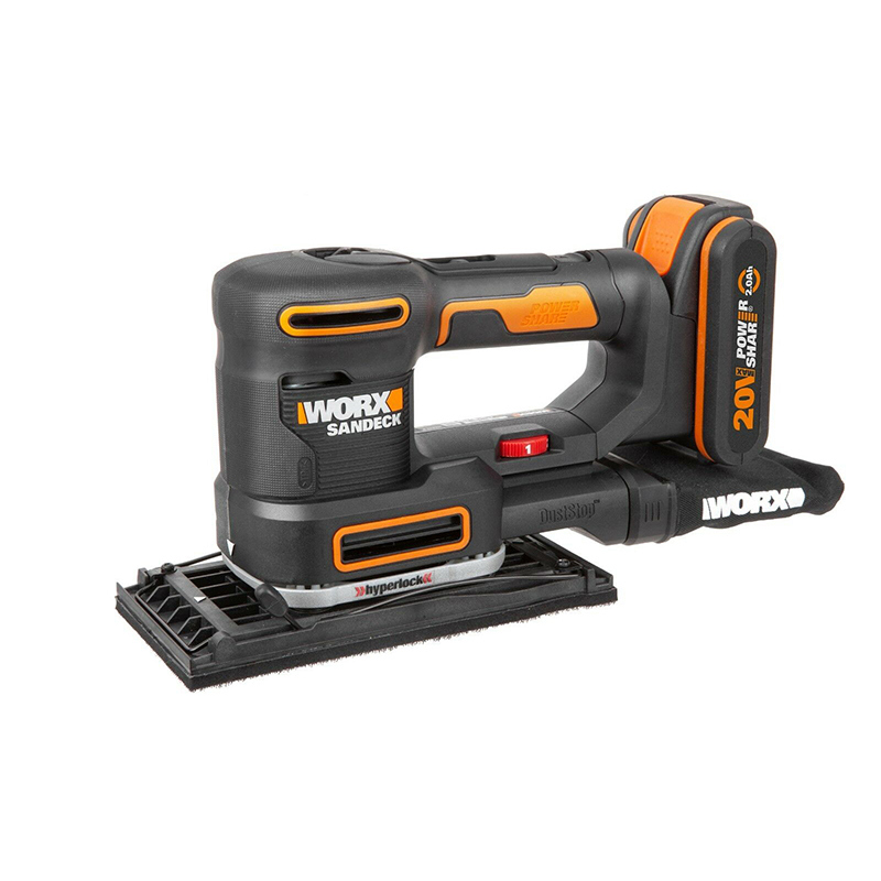 Изображение товара Вибрационная шлифовальная машина аккумуляторная Worx WX820, 20 В Li-Ion 1x2 Ач, 90x140 мм