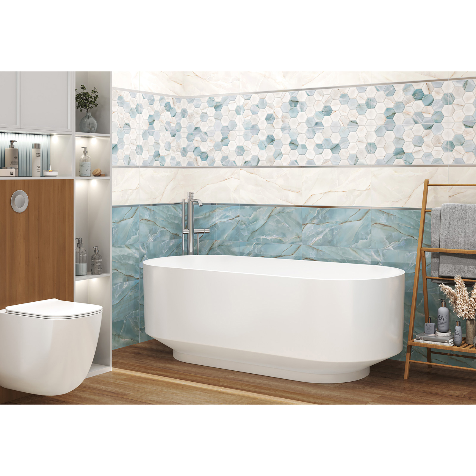 Изображение товара Настенная плитка Alma ceramica Maritime TWU2550MRM04 24.9x50 см белая для ванной комнаты и кухни