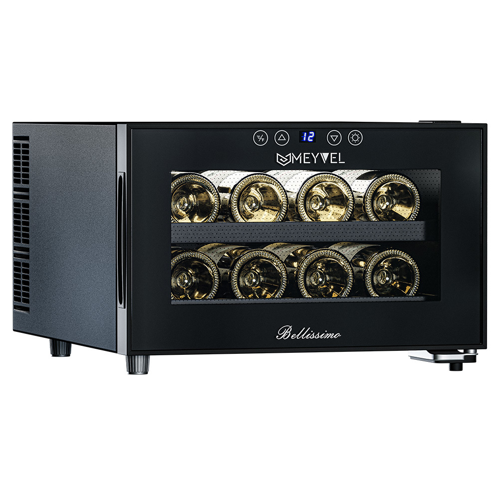 Изображение товара Винный шкаф Meyvel MV08-BF1 8 бутылок черный современный с LED подсветкой