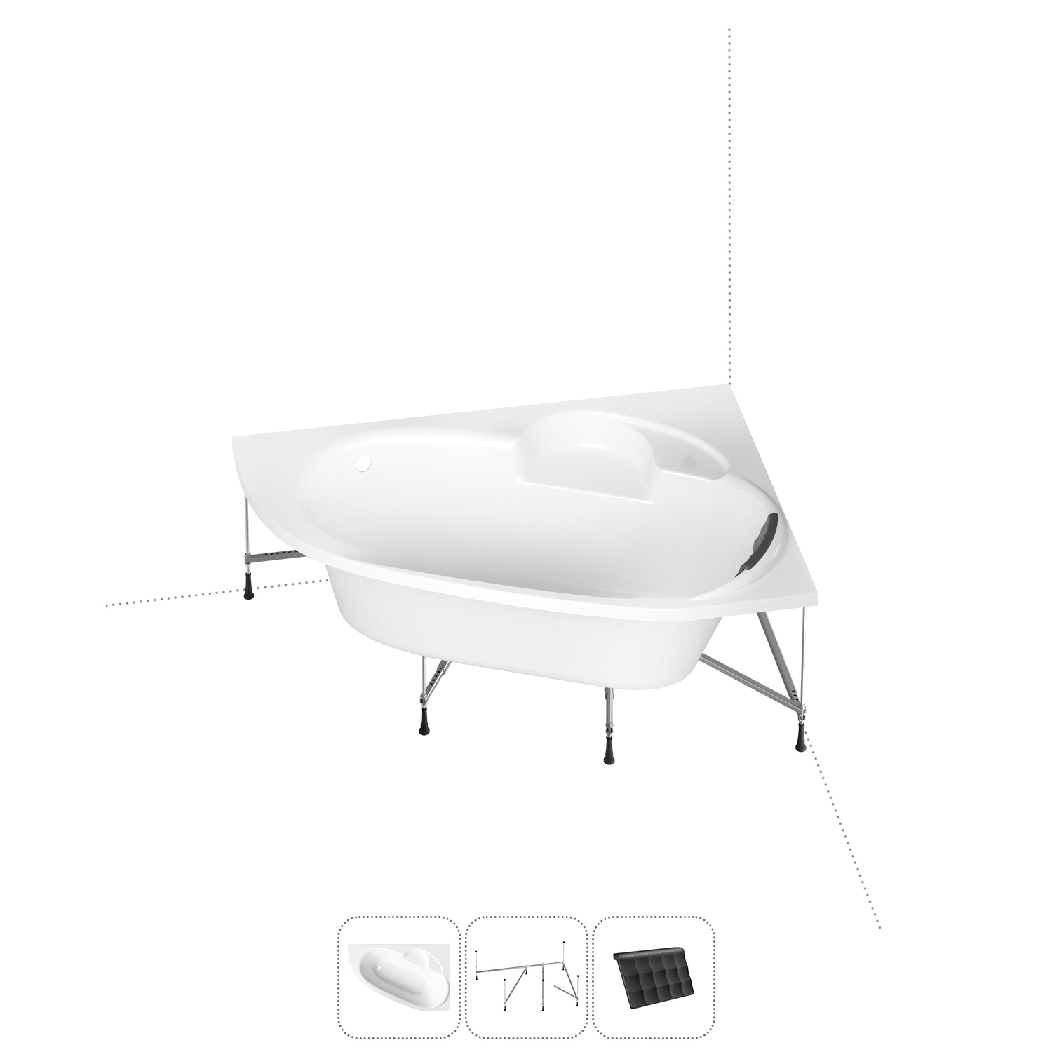Изображение товара Угловая ванна Lavinia Boho Bell Pro S1-370215PR литьевой акрил 150x100 см правый разворот, с металлическим каркасом и подголовником Изображение товара Угловая ванна Lavinia Boho Bell Pro S1-370215PR литьевой акрил 150x100 см правый разворот, с металлическим каркасом и подголовником