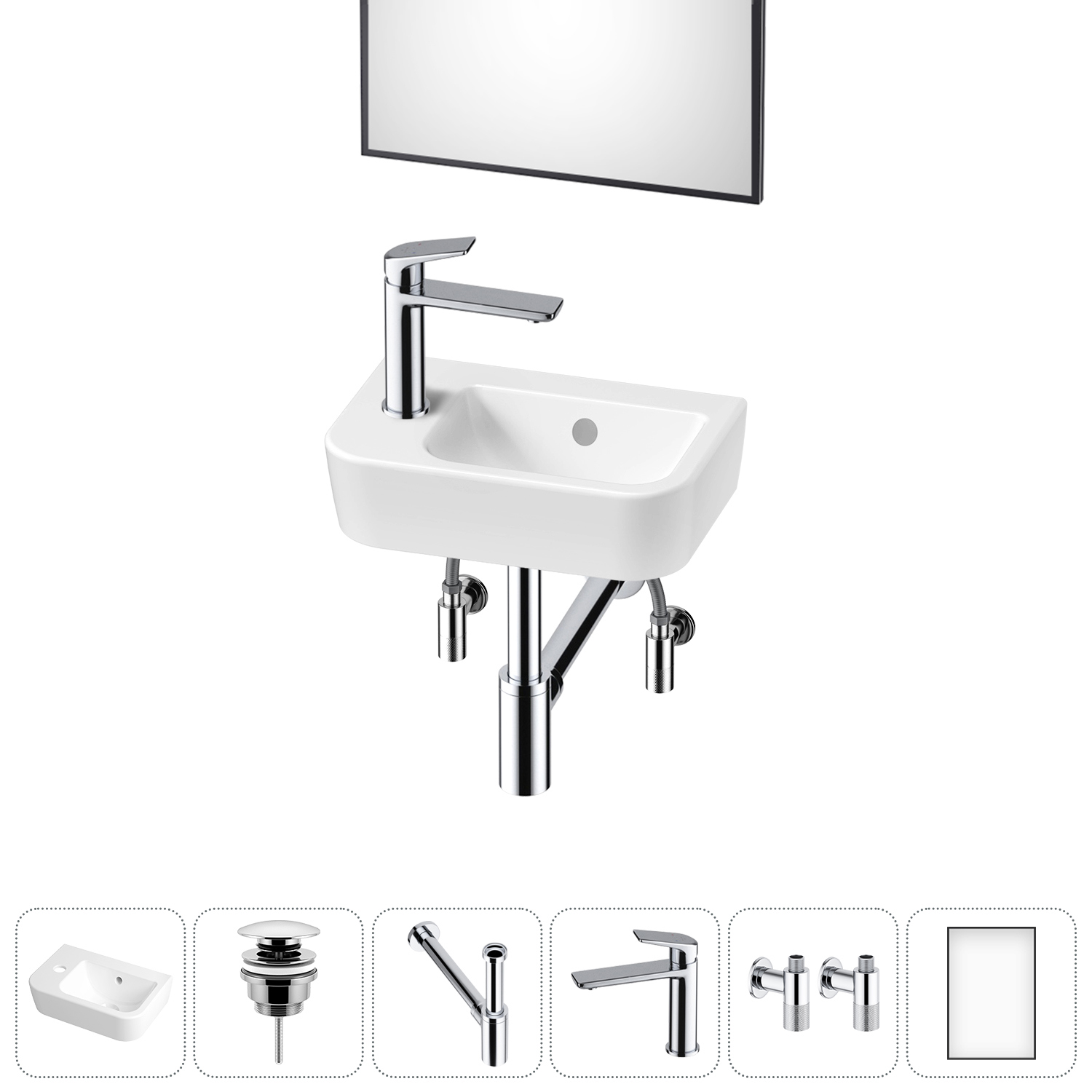 Изображение товара Раковина Lavinia boho one 20217313R 37см белая с зеркалом и комплектом