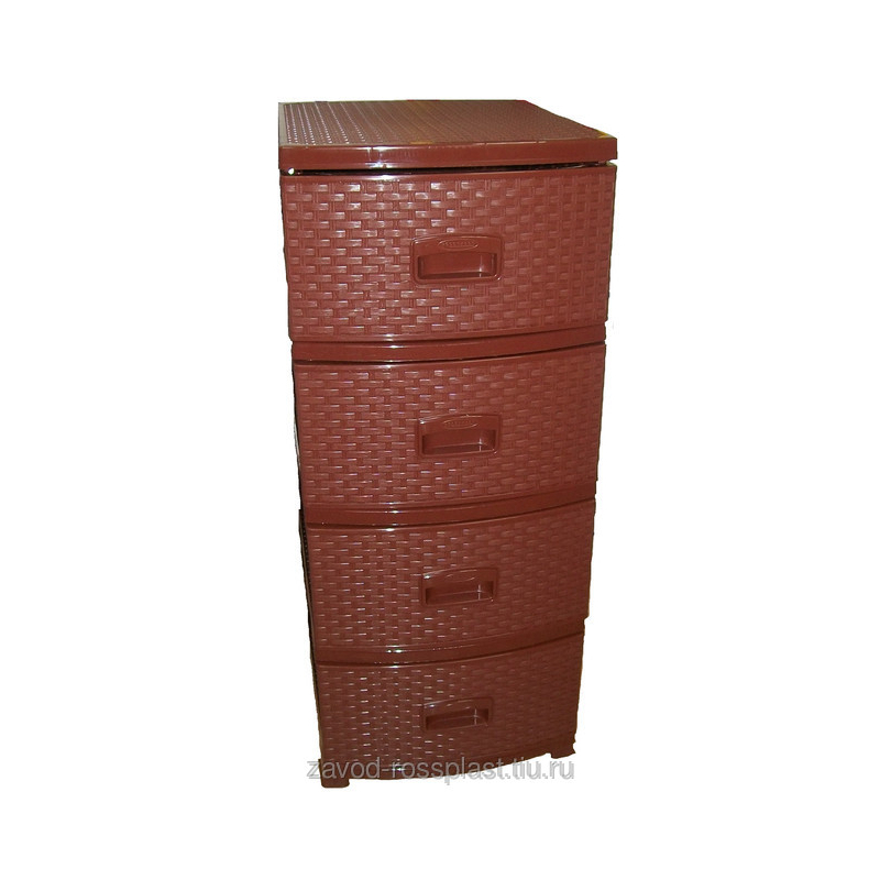 Изображение товара Комод Росспласт Ротанг 4 ящика 38.5x47x98 см пластик цвет коричневый