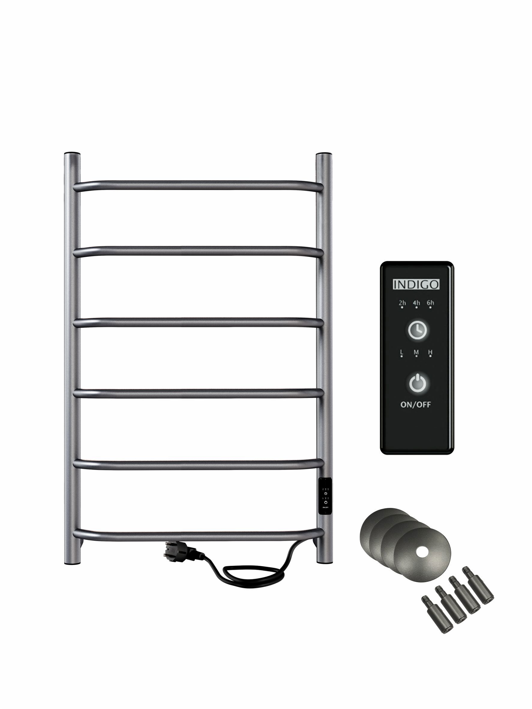 Изображение товара Полотенцесушитель электрический Indigo 500x800 мм 72 Вт графит металлик