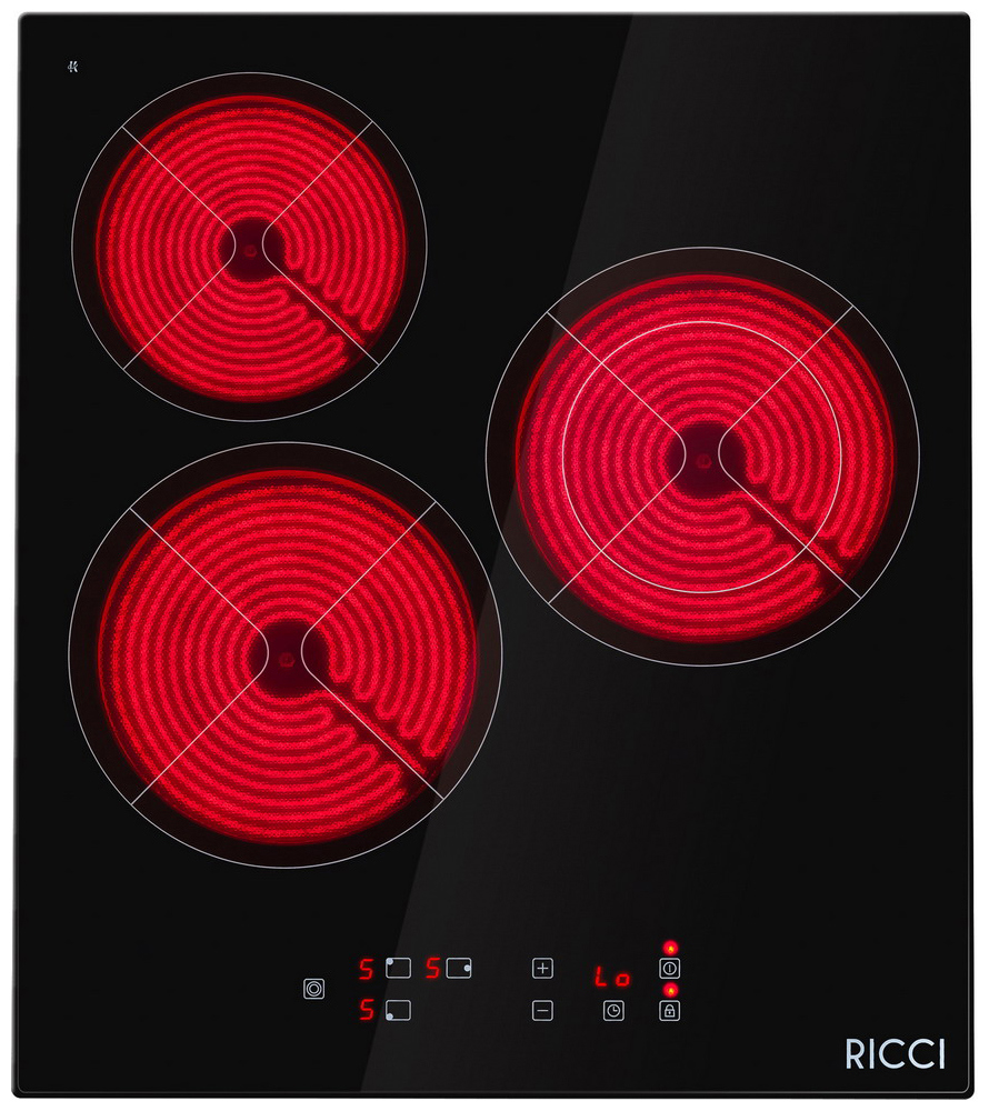 Изображение товара Электрическая варочная панель Ricci KS-T 35002 BR 45 см 3 конфорки стеклокерамика