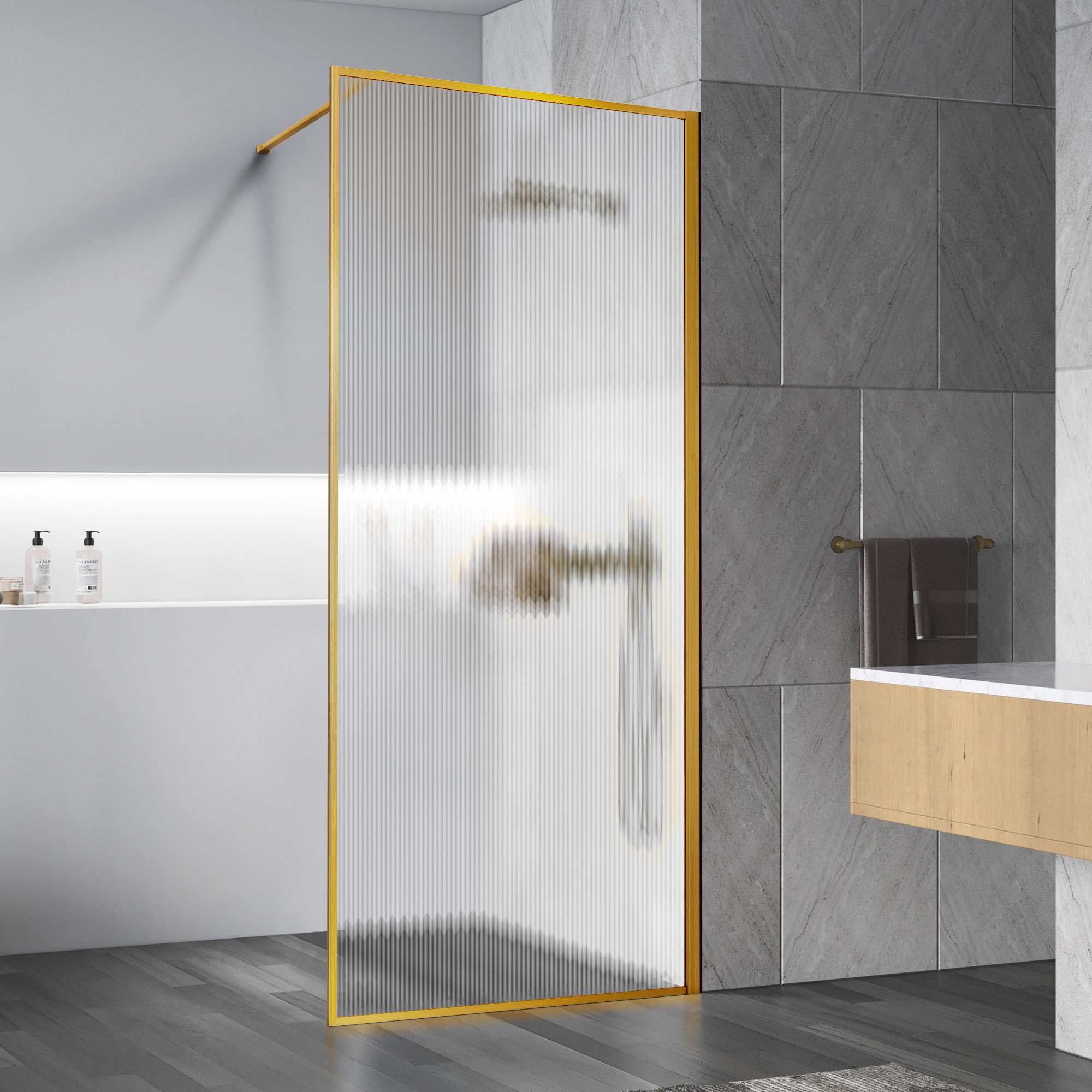 Изображение товара Душевая перегородка Vincea Walk-In VSW-1HP900FLBG 90x200см анодированный алюминий