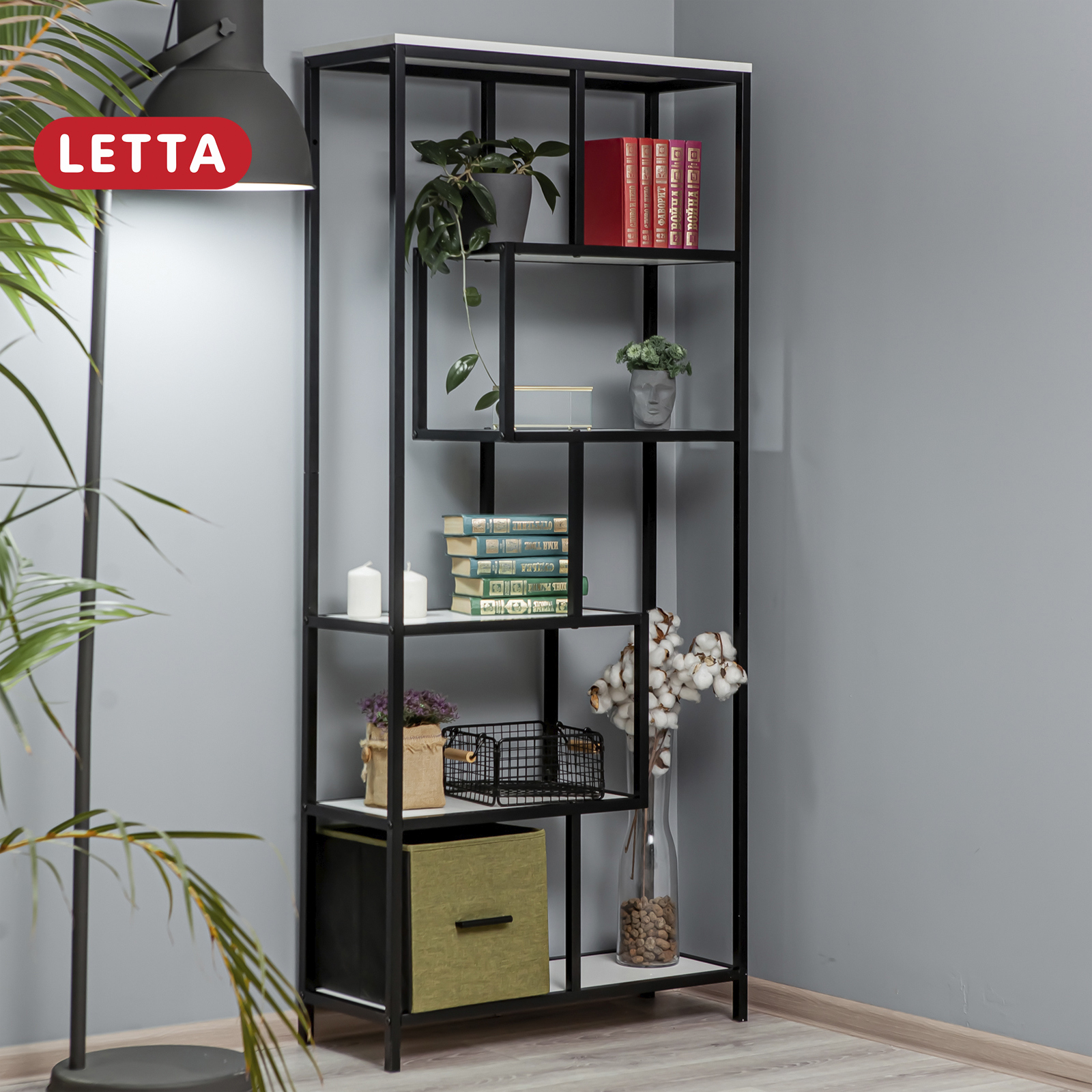 Изображение товара Стеллаж Letta Trust 5 полок 77x175x30 см металл цвет белый