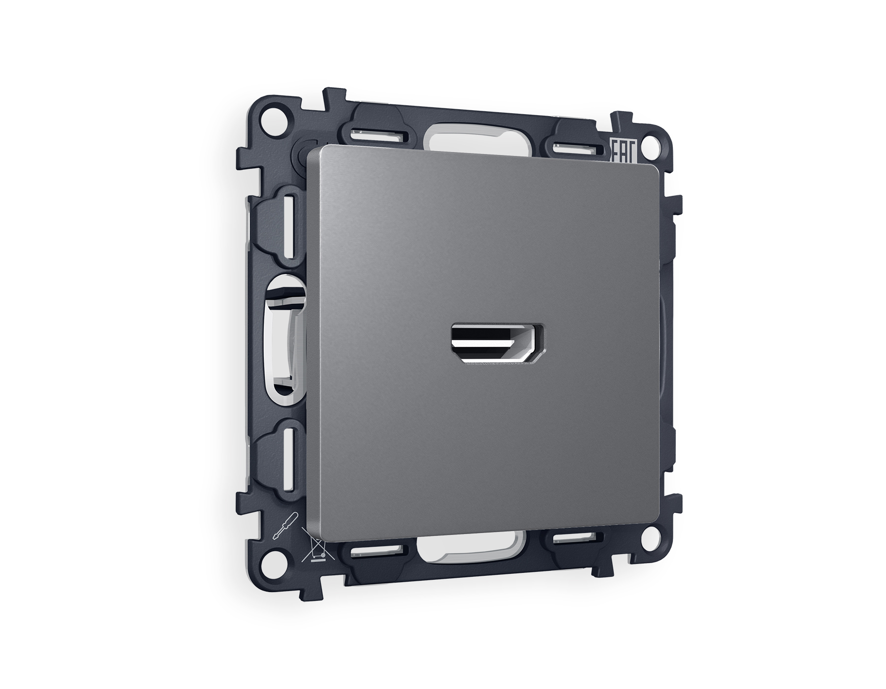 Изображение товара Розетка HDMI 2.0 встраиваемая Ambrella volt MA664010 с заземлением антрацит серый