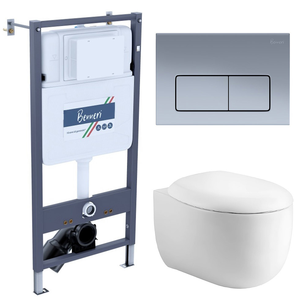 Изображение товара Комплект инсталляция с унитазом Benneri B4.53.015C.AQ1980 цвет белый