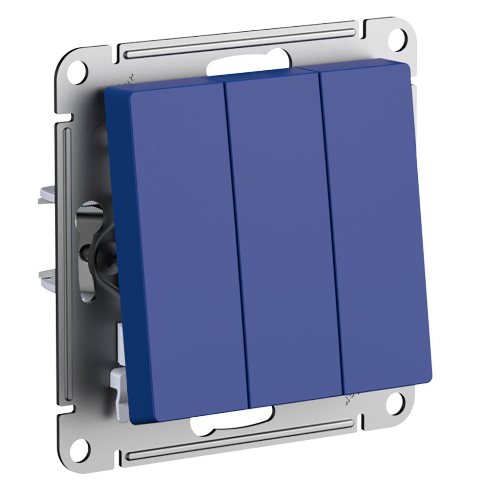 Изображение товара Выключатель встраиваемый Systeme electric AtlasDesign ATN001131 3 клавиши цвет синий