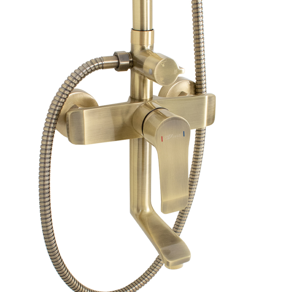 Изображение товара Душевая стойка Gfmark с тропическим душем бронза 5075 1 режим регулируемая высота