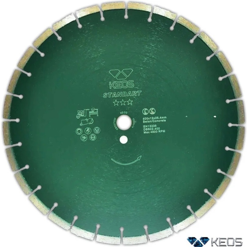 Изображение товара Диск алмазный по бетону Keos DBS02.400 с сегментированной кромкой 400x25.4x3.2 мм