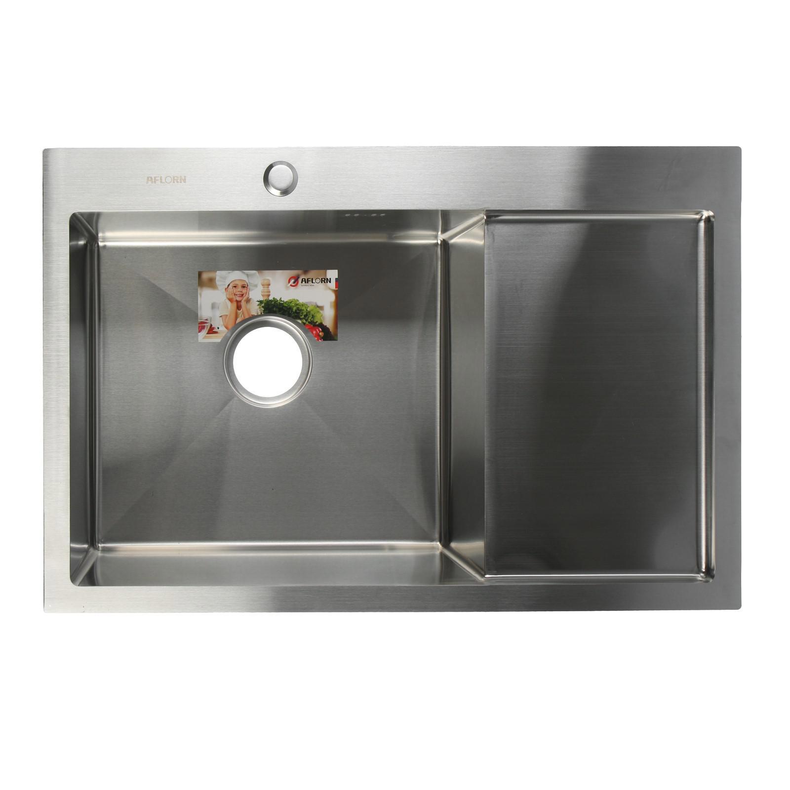 Изображение товара Врезная кухонная мойка AFLORN 6957252 из нержавеющей стали 51x78 см