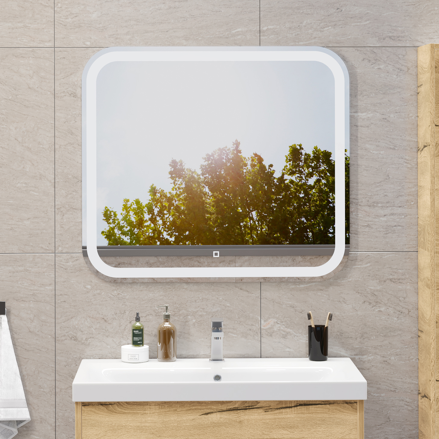 Изображение товара Зеркало для ванной Ruvann Elika З.ELIKA-80 с подсветкой 80x70см