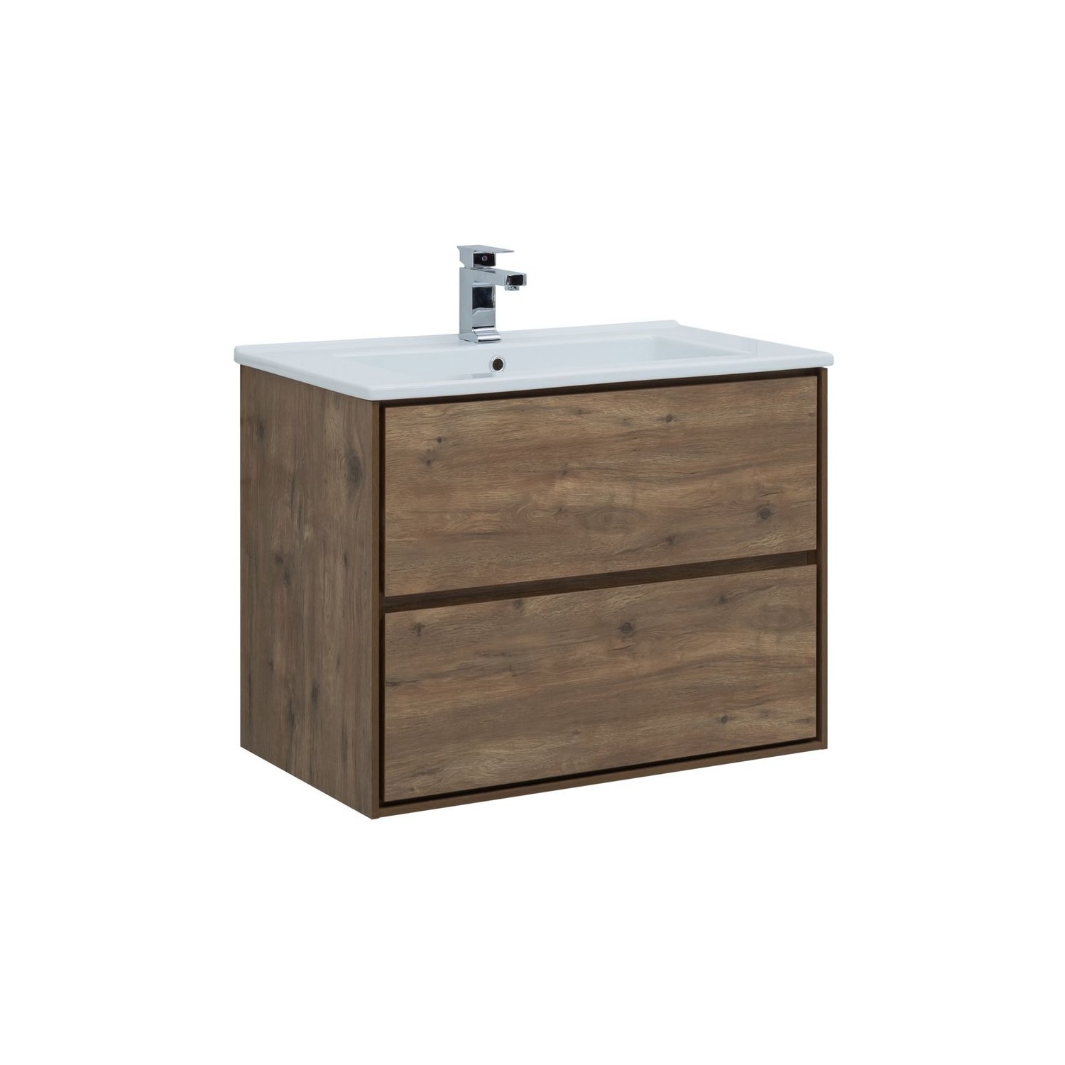 Изображение товара Тумба AQUANET Милан 84 См Коричневый — влагостойкая, 2 ящика