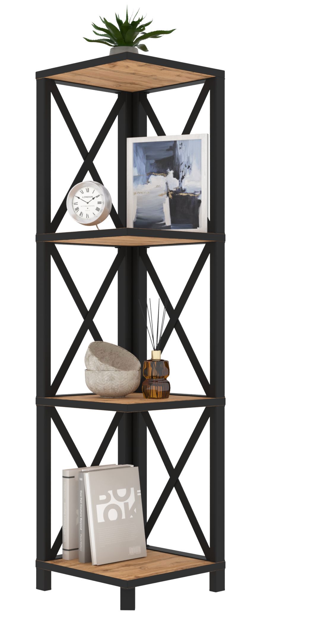 Изображение товара Стеллаж с полками Make mebel Лофт Слим-4 29x112x29 см нагрузка до 20 кг металл цвет тёмный