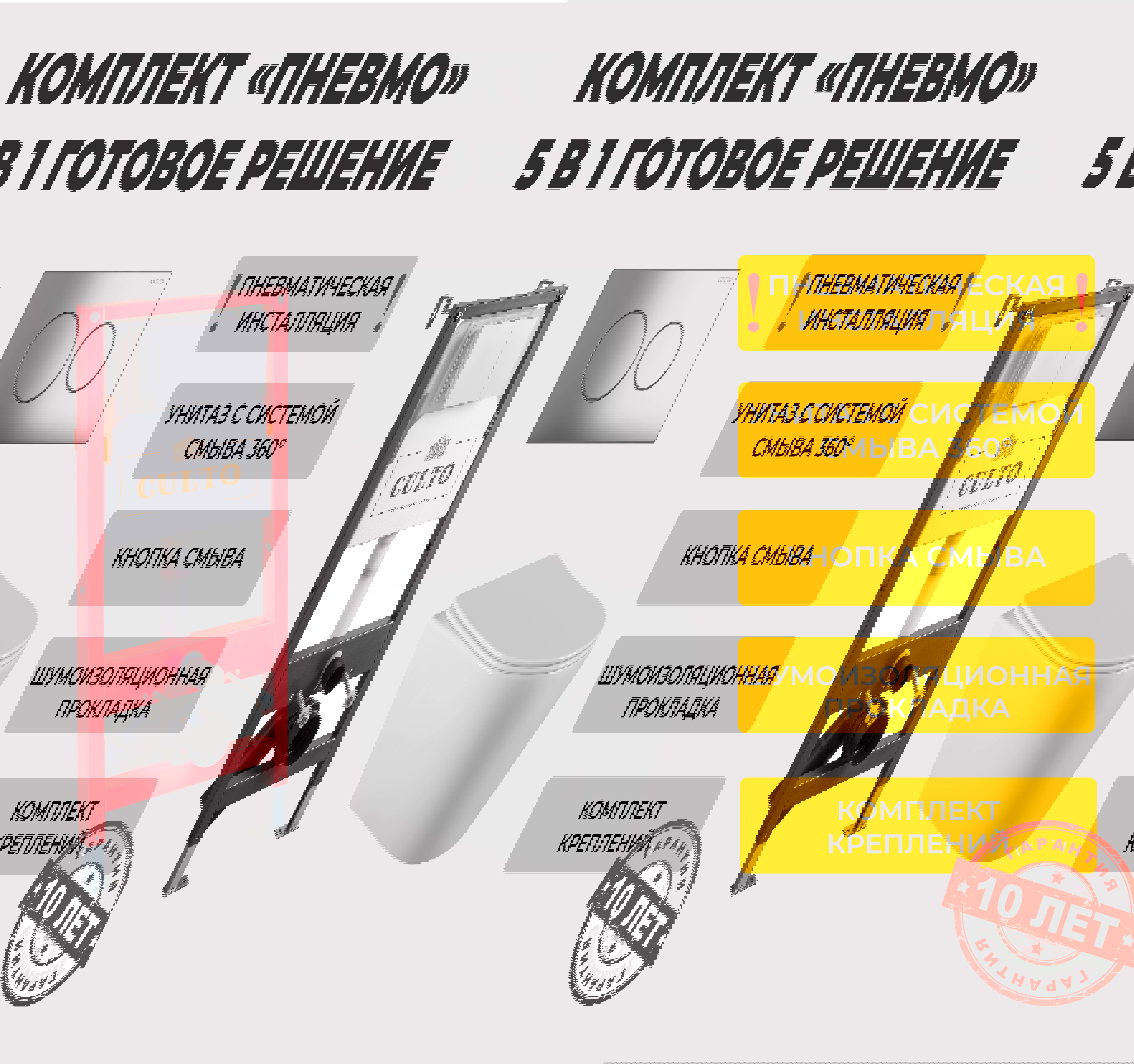Изображение товара Комплект подвесной унитаз с инсталляцией CULTO MONE 2.0 Каскадная смывная система