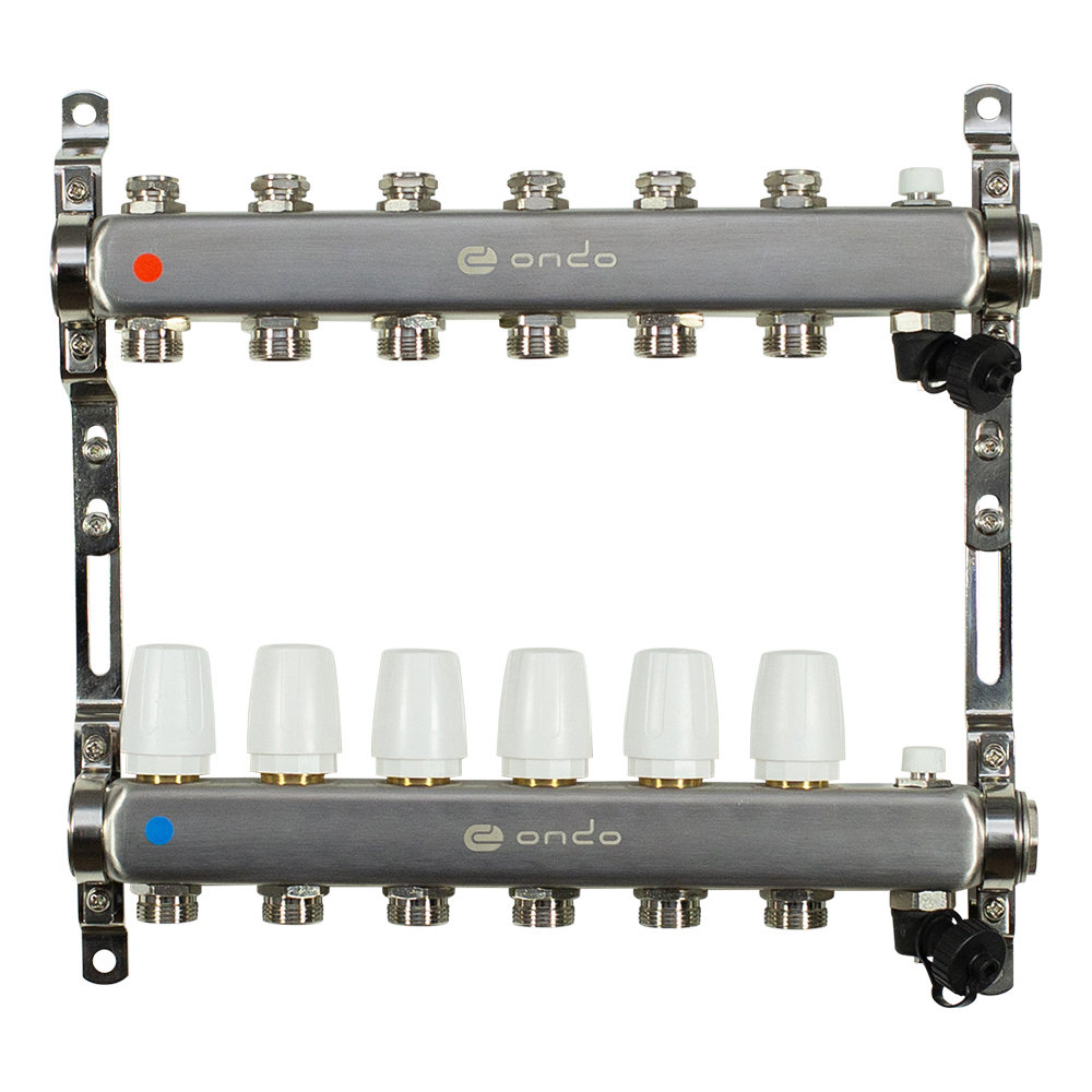 Изображение товара Коллекторная группа ONDO на 6 выходов для теплого пола 3/4"x1"