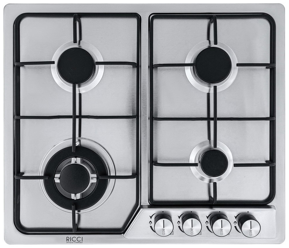 Изображение товара Газовая варочная панель Ricci HBS4501F 59 см 4 конфорки нержавейка автоматический розжиг