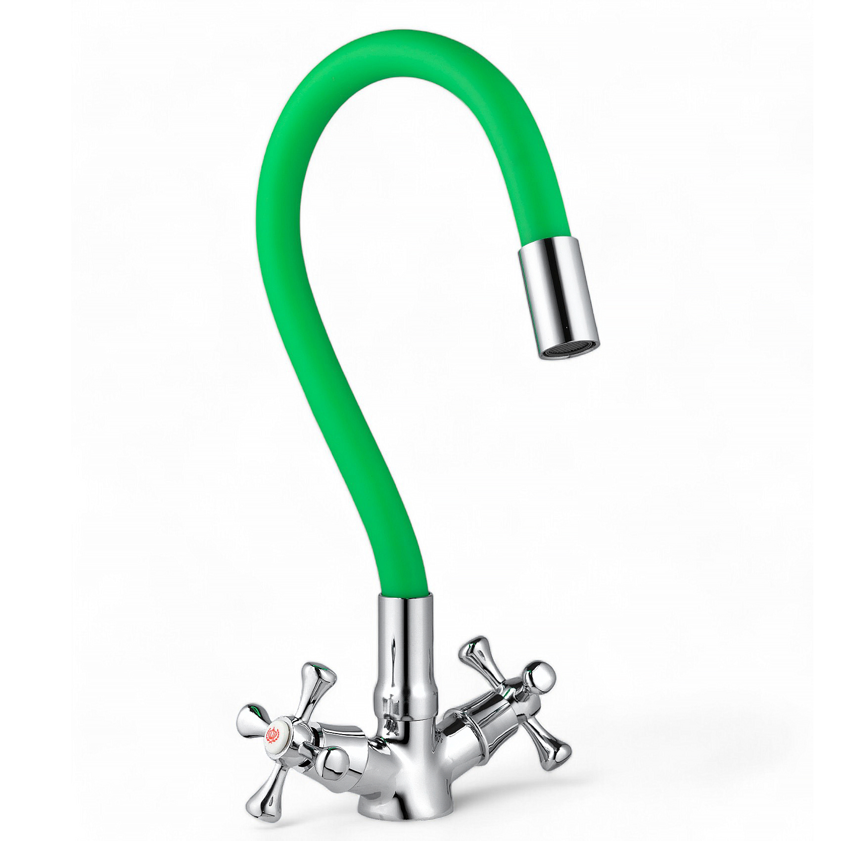 Изображение товара Смеситель кухонный гибкий излив с функцией экономии воды Хром Зеленый