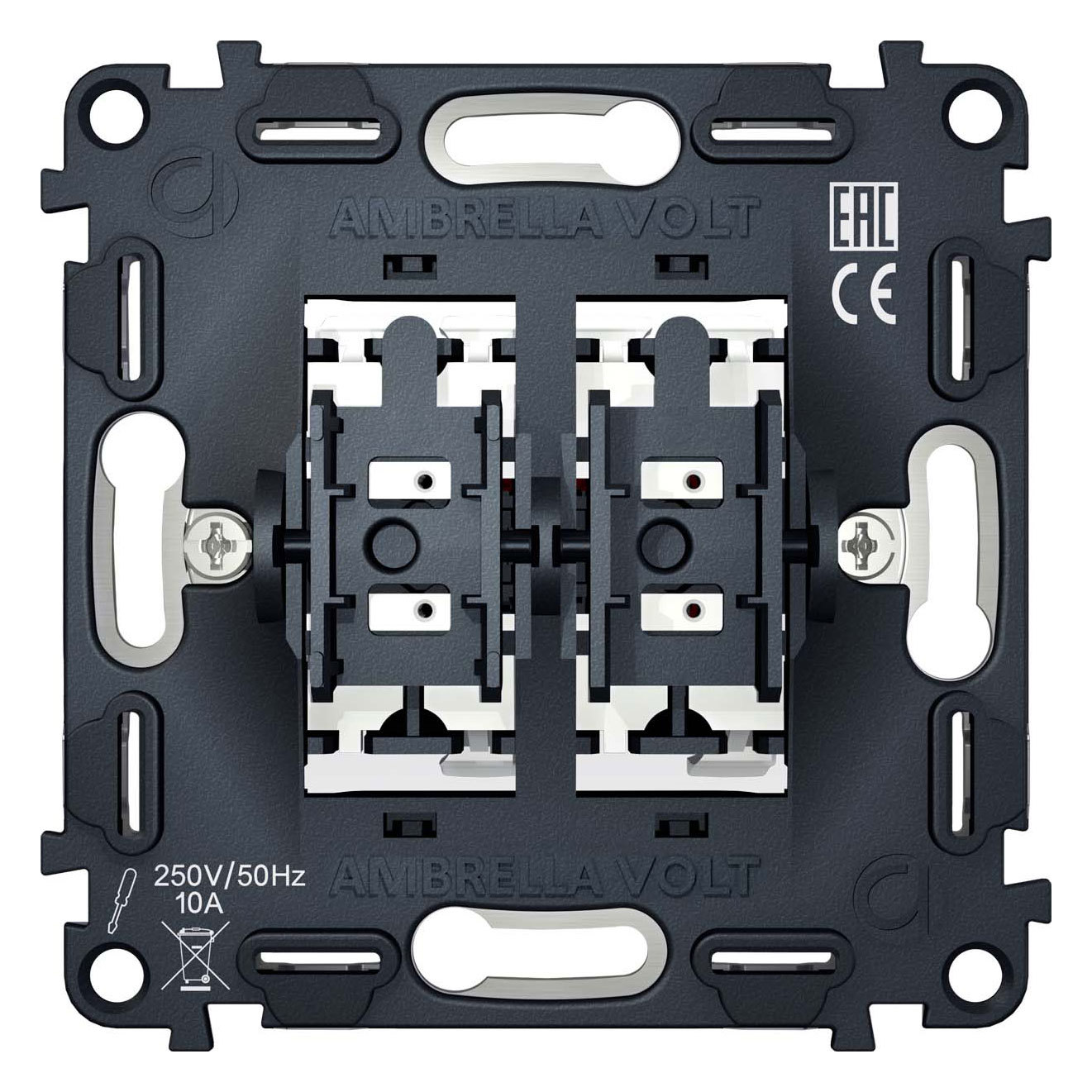 Изображение товара Выключатель проходной встраиваемый Ambrella volt VM120 2 клавиши серый