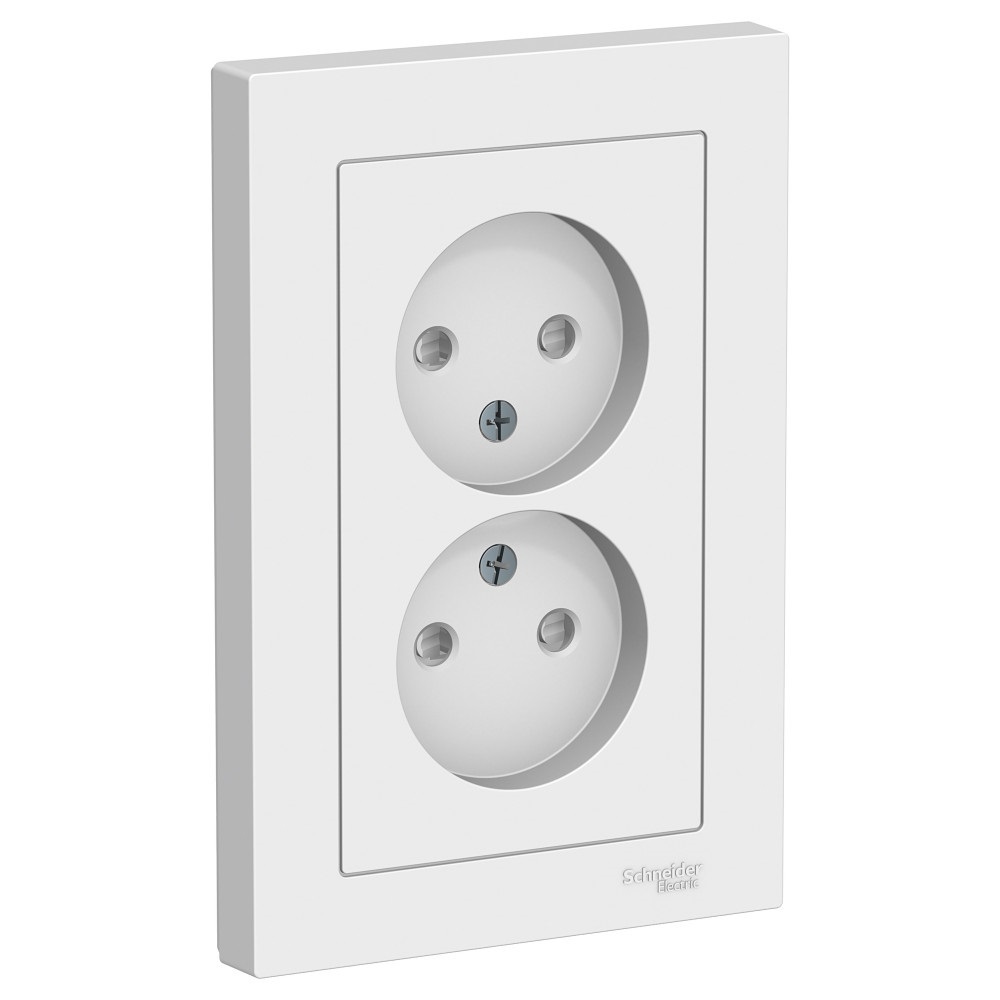 Изображение товара Силовая розетка Systeme Electric AtlasDesign двойная 16А 250В белая Изображение товара Силовая розетка Systeme Electric AtlasDesign двойная 16А 250В белая