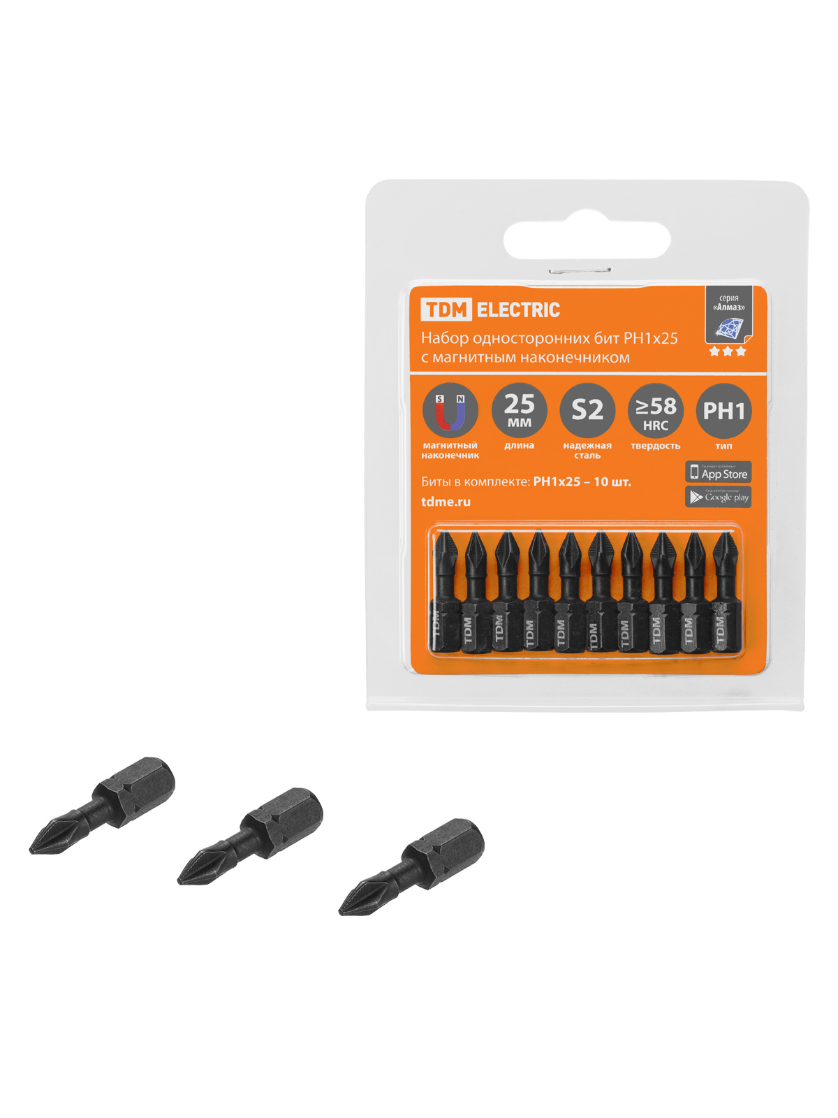 Изображение товара Бита крестовая торсионная TDM Electric SQ1019-0421 PH1x25 мм, 10 шт