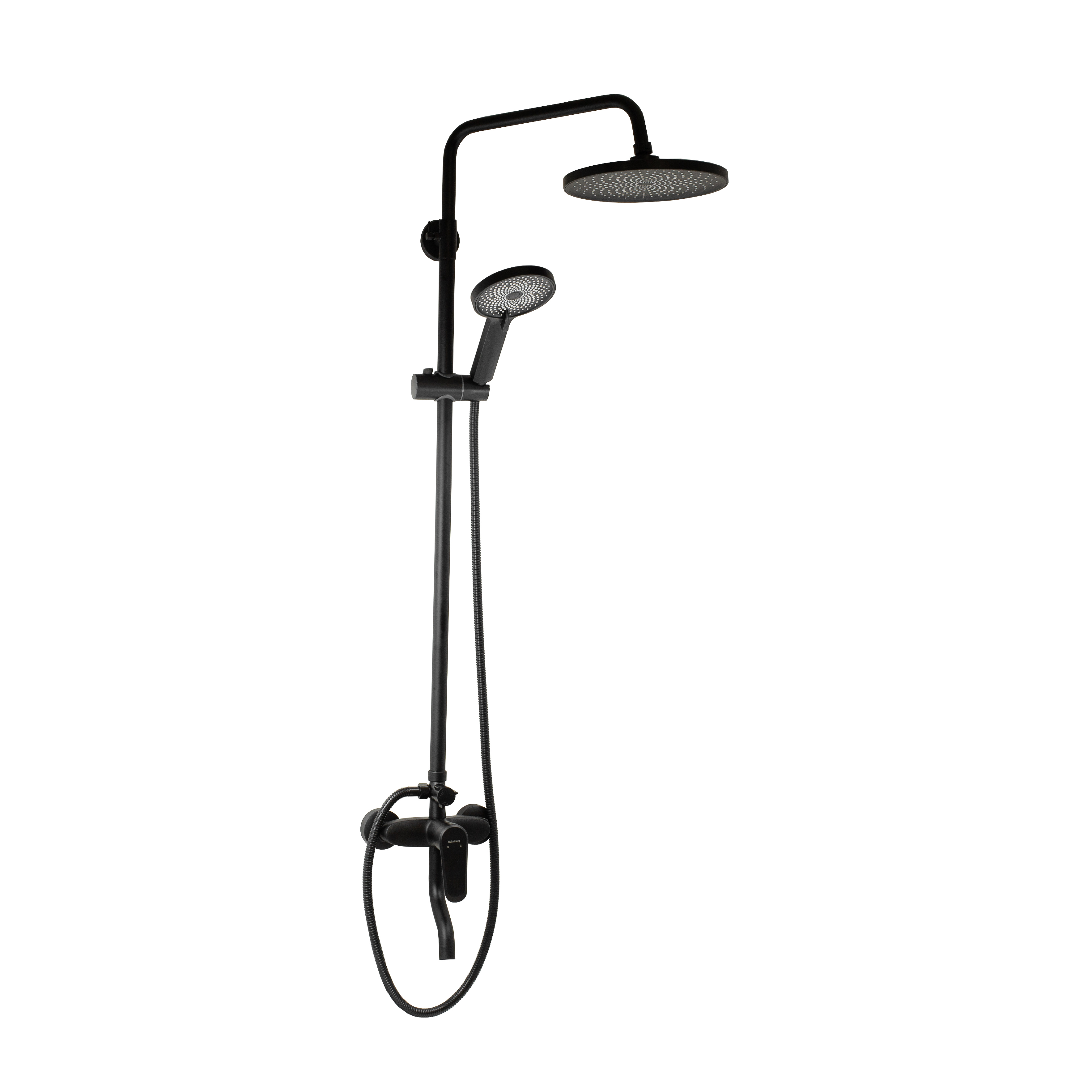 Изображение товара Душевая система RAINSBERG R9074H с тропическим душем и смесителем черная