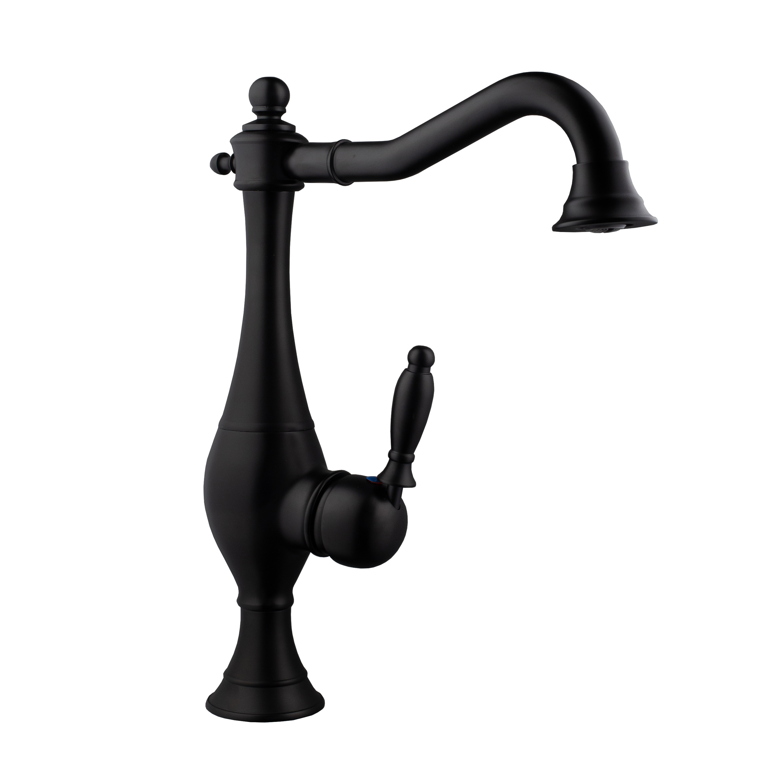 Изображение товара Смеситель для кухни Potato P909-6 поворотный высокий излив черный матовый