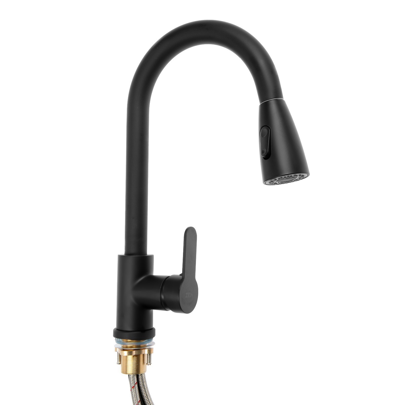Изображение товара Смеситель для кухни с датчиком Zein латунь цвет черный 5799982