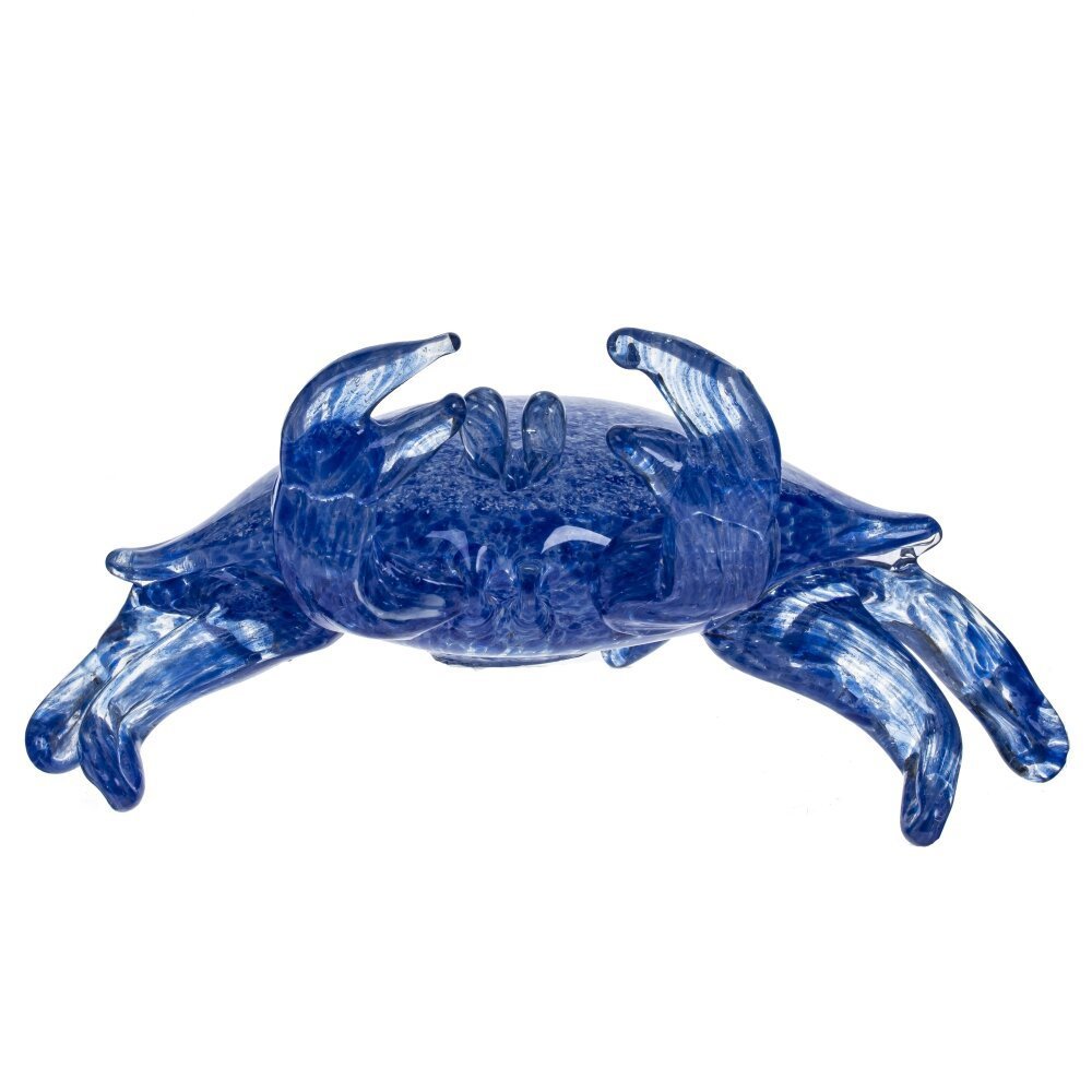 Изображение товара Декоративная стеклянная фигура краб, синий, 10x14 см
