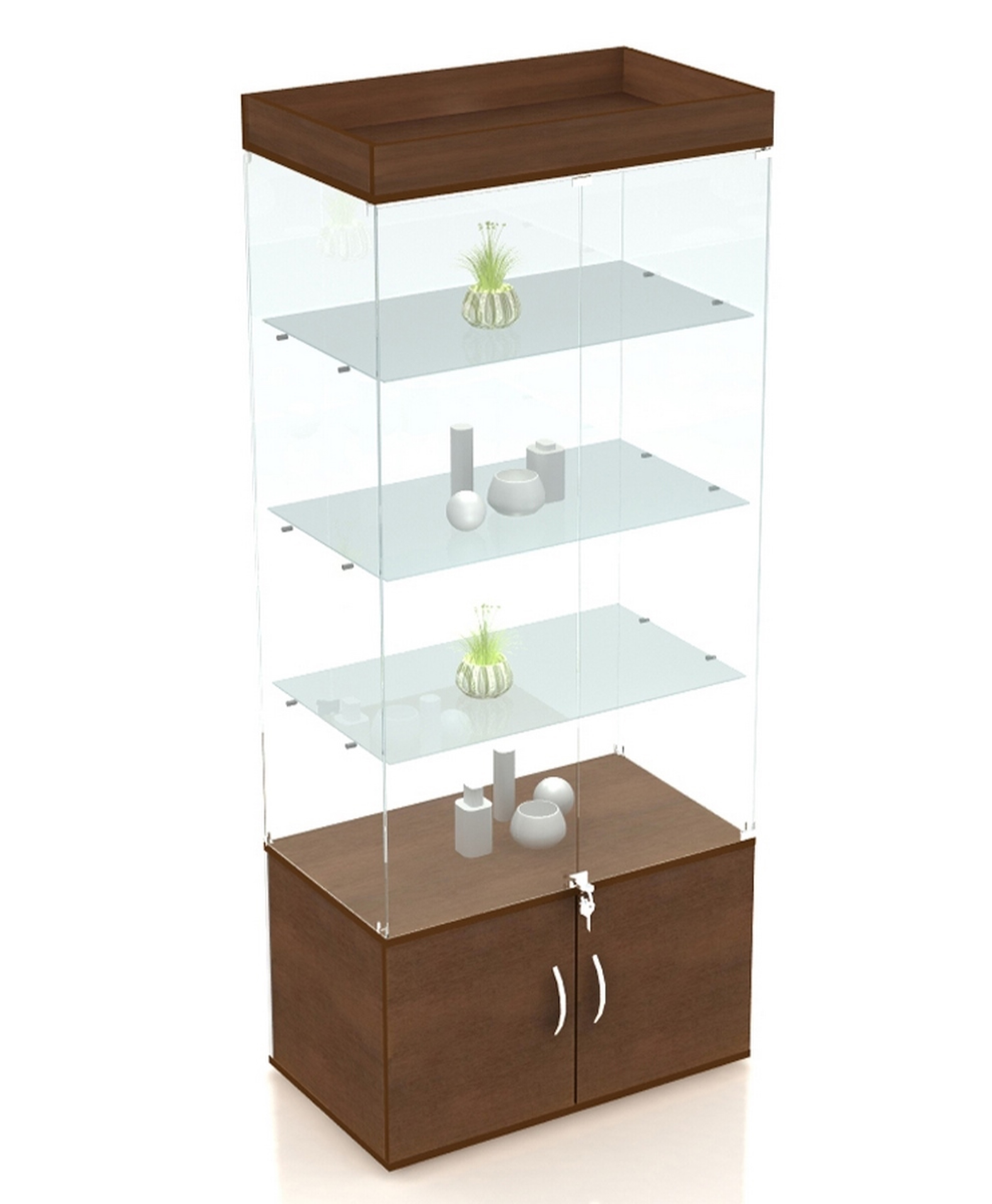 Изображение товара Стеклянная витрина 85х200 см венге для магазина и дома