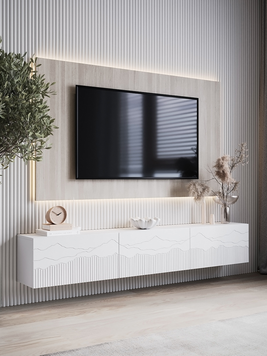 Изображение товара Подвесная тумба под телевизор Puzzlemebel Хюгге 180x30x27 см Белая