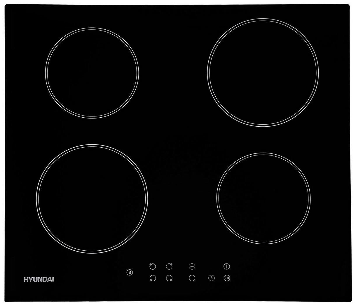 Изображение товара Электрическая варочная панель Hyundai HHI 6740 BG 4 индукционные конфорки стеклокерамика 59 см черн